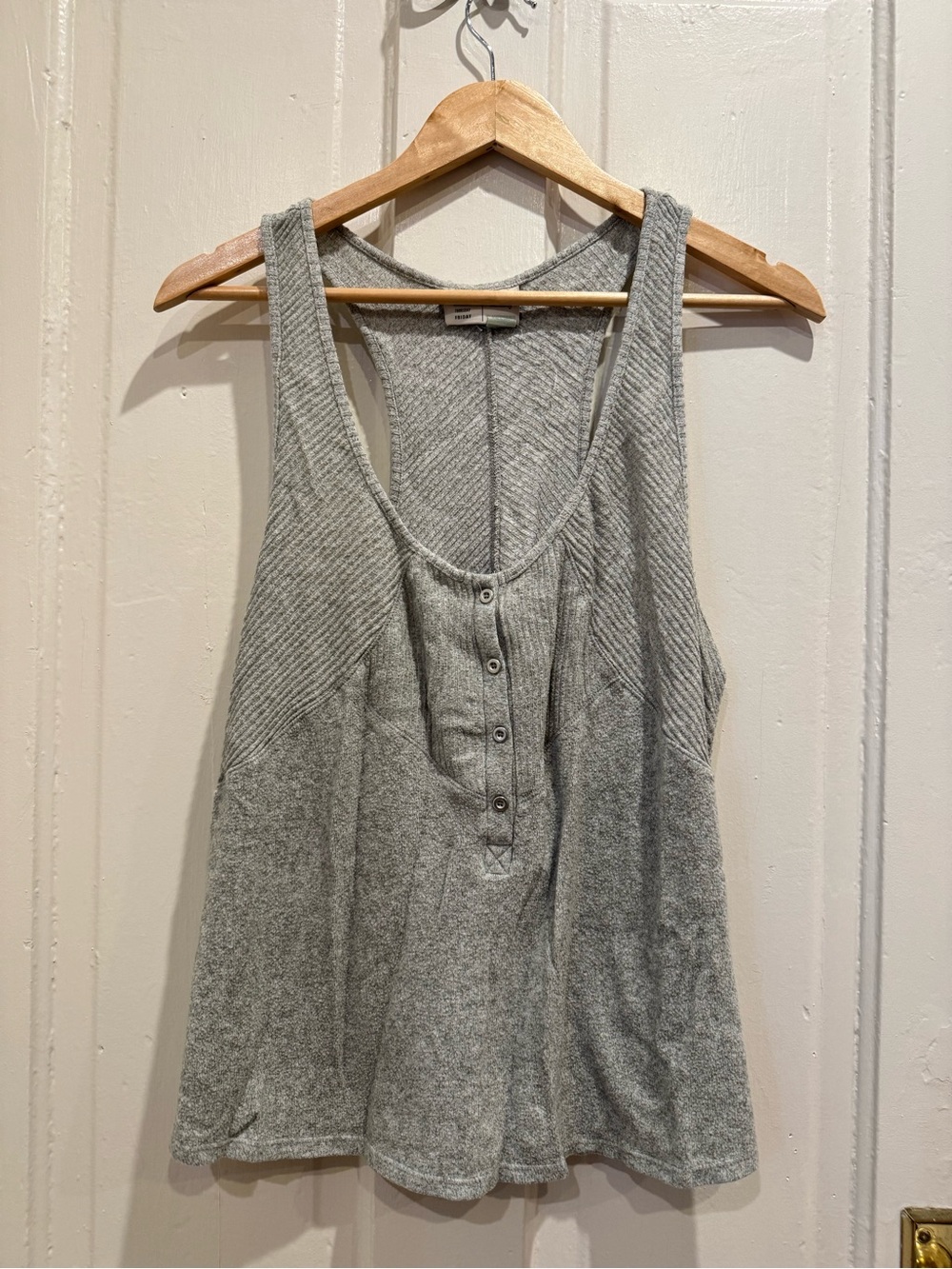 Anthropologie Saturday Sunday Lucie ribbed tank top, grey, XL